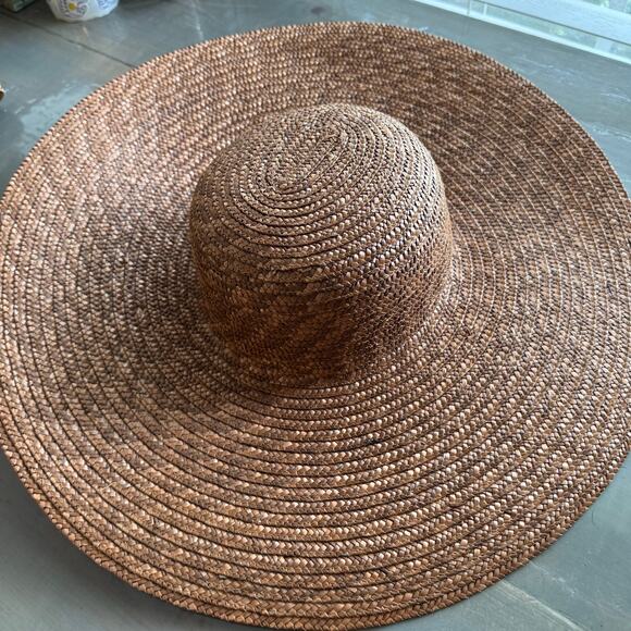 Brown Wide Brim Straw Sun Hat Beach Resort Boho OS main image 8